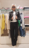 PATRIZIA PEPE Giacca biker in pelle con inserti in maglia CO0001_L1HZ_K103