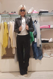 PATRIZIA PEPE Giacca biker in pelle con inserti in maglia CO0001_L1HZ_K103