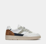 D.A.T.E. SNEAKERS UOMO COURT 2.0 VINTAGE CALF WHITE-CAMEL