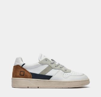 D.A.T.E. SNEAKERS UOMO COURT 2.0 VINTAGE CALF WHITE-CAMEL