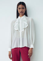 GAELLE PARIS CAMICIA GBDP18740  Blusa In Raso E Chiffon Offwhite -