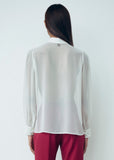 GAELLE PARIS CAMICIA GBDP18740  Blusa In Raso E Chiffon Offwhite -