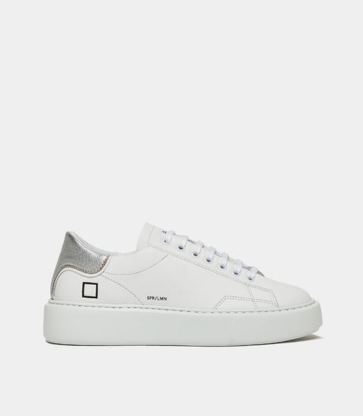 D.A.T.E. SNEAKERS DONNA SFERA LAMINATED  WHITE/SILVER