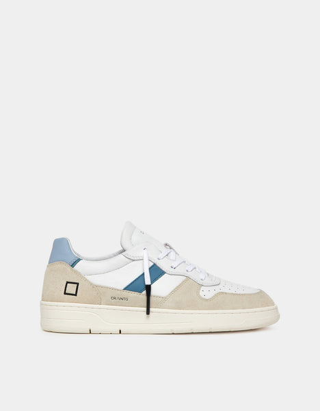 D.A.T.E. SNEAKERS UOMO COURT 2.0 VINTAGE CALF WHITE SKY