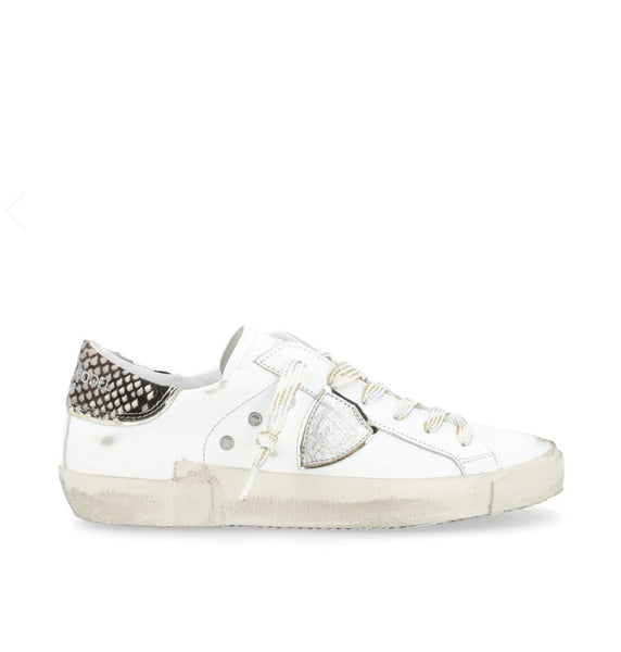 PHILIPPE MODEL   SNEAKERS DONNA PARIS   PRLD VY09 Bianco e dettagli stampa pitone