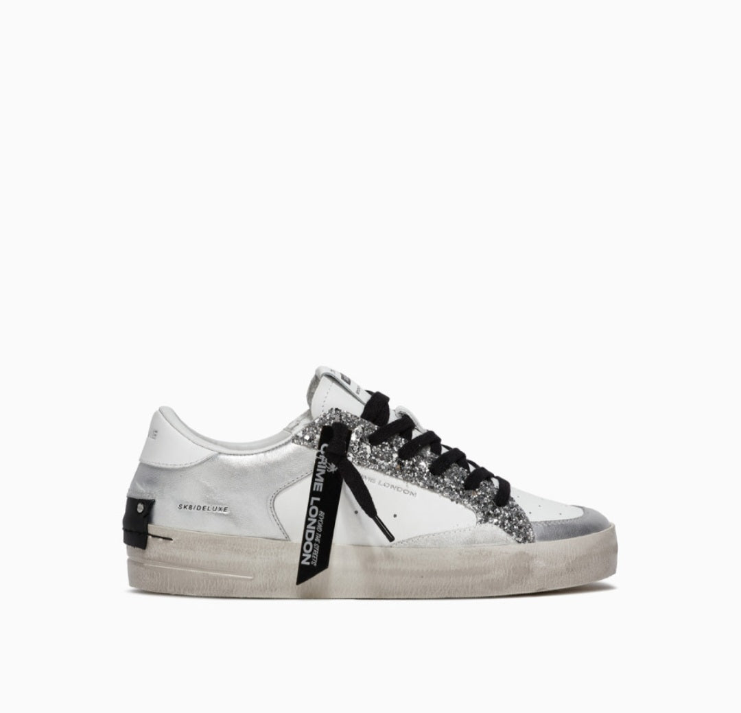 CRIME LONDON DONNA SK8 DELUXE SILVER GLAM ART 26102
