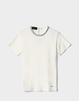 GAELLE PARIS T-Shirt Paricollo Mezza Manica Off White GAABW03440