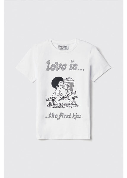 GAELLE PARIS TSHIRT  GAABW06025  T-shirt in jersey paricollo  con stampa e strass  vestibilità slim• Bianco