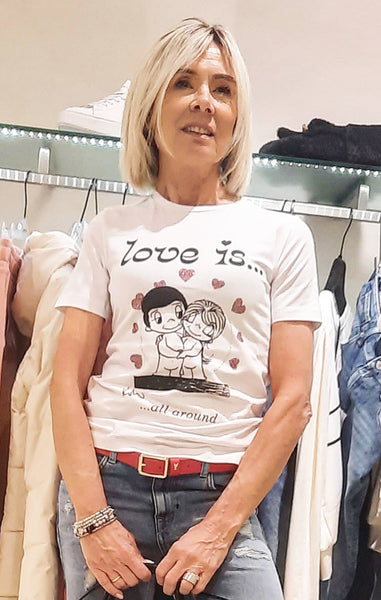 GAELLE PARIS TSHIRT  GAABW06023  T-shirt in jersey paricollo  con stampa e strass  vestibilità slim• Bianco