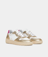 D.A.T.E. SNEAKERS DONNA  COURT LAMINATED WHITE-PLATINUM