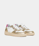 D.A.T.E. SNEAKERS DONNA  COURT LAMINATED WHITE-PLATINUM