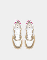 D.A.T.E. SNEAKERS DONNA  COURT LAMINATED WHITE-PLATINUM
