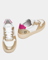 D.A.T.E. SNEAKERS DONNA  COURT LAMINATED WHITE-PLATINUM