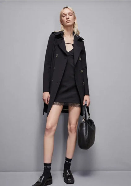 PATRIZIA PEPE TRENCH NERO TESSUTO BIELASTICO  CO0188/A2AW/K103