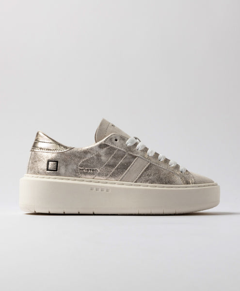D.A.T.E. SNEAKERS DONNA HILL LOW PLATFORM STARDUST PLATINUM