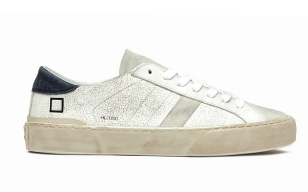D.A.T.E. SNEAKERS UOMO HILL LOW USED WHITE BLUE
