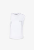 GAELLE PARIS T-Shirt Smanicata Con Dettaglio Sul Davanti E Logo Strass Lato Cuore GAABW09373 bianco