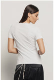 GAELLE PARIS T-shirt paricollo con logo in strass+borchie • Bianco GAABW05735