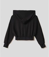 HINNOMINATE Felpa cappuccio in modal con scollo a "v"  HMABW01444 Nero
