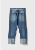 GAELLE PARIS Jeans Boy Straight Con Maxi Risvolto • Blu GAABW07922