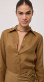 OTTOD'AME Camicia regular in lino MSM_DC5272_2372 rhum