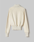 HINNOMINATE Felpa Collo Alto Full Zip Con Inserti In Maglia • Bianco Burro  HMABW01975