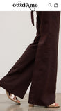 OTTOD'AME Pantaloni palazzo in misto lino LII_TP0008_2206 fico