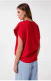 GAELLE PARIS T-Shirt Paricollo Smanicata In Jersey Con Ricamo GAABW09368 rosso