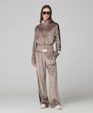 HINNOMINATE Felpa Full Zip In Ciniglia Con Banda In Lurex • Fango  HMABW02045