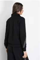 GAELLE PARIS Felpa Zippata Con Tasche A Filetto E Applicazione Bande Lurex • Nero - GAABW07600
