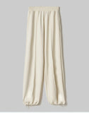 HINNOMINATE Pantalone Con Nervature E Coulisse Al Fondo In Viscosa • Bianco Burro HMABW01994