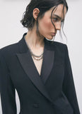 PATRIZIA PEPE Blazer doppiopetto color block in crêpe 8S0000_C7004_K103 nero