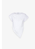 GAELLE PARIS T-Shirt Asimmetrica Con Ricamo Lato Cuore  GAABW09367 bianco