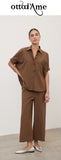 OTTOD'AME Camicia corta over PCH_DC5233_2236 cioccolata