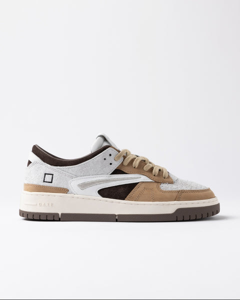 D.A.T.E. SNEAKERS TORNEO POP WHITE-BROWN UOMO