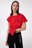 GAELLE PARIS T-Shirt Asimmetrica Con Ricamo Lato Cuore  GAABW09367 rosso