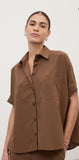 OTTOD'AME Camicia corta over PCH_DC5233_2236 cioccolata