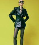 PATRIZIA PEPE Blazer con doppia costruzione in tessuto spalmato 8S0001_E070_K103 nero