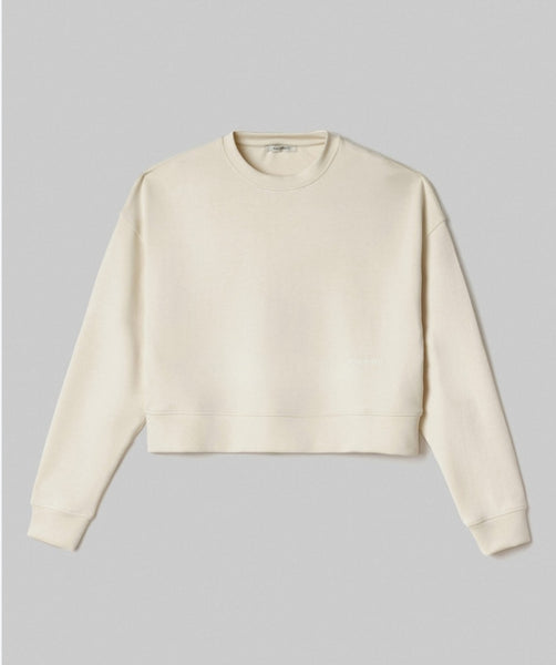 HINNOMINATE Felpa Paricollo Corta In Viscosa • Bianco Burro HMABW01991