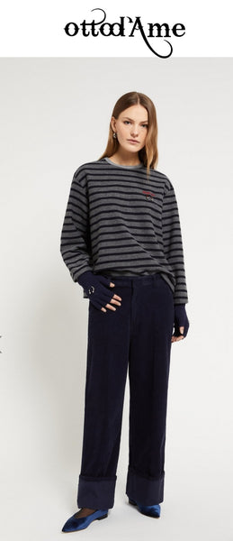 OTTOD'AME Pantalone in velluto VLY_DP9880_2222 blu