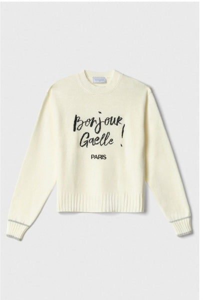 GAELLE PARIS Pullover In Maglia Rasata Con Ricamo Sul Davanti •burro GAABW07266