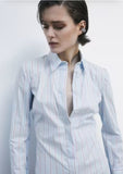 PATRIZIA PEPE Camicia body a manica lunga a righe 8C0820_A544_FG15 ICE water stripes