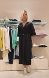 OTTOD'AME Abito midi con scollo a V   PCH_DA5359_1920 nero