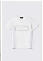GAELLE PARIS T-shirt paricollo con logo in strass+borchie • Bianco GAABW05735