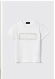 GAELLE PARIS T-shirt paricollo con logo in strass+borchie • Bianco GAABW05735
