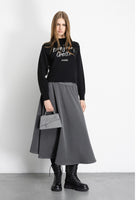 GAELLE PARIS Pullover In Maglia Rasata Con Ricamo Sul Davanti • Nero GAABW07266