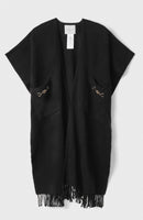 GAELLE PARIS Poncho In Panno Con Tasche E Morsetto Oro • Nero GAACW02523