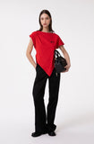 GAELLE PARIS T-Shirt Asimmetrica Con Ricamo Lato Cuore  GAABW09367 rosso
