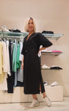 OTTOD'AME Abito midi con scollo a V   PCH_DA5359_1920 nero