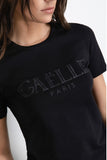 GAELLE PARIS T-Shirt Paricollo Mezza Manica Con Logo Glitter Nero • Nero - GAABW08302